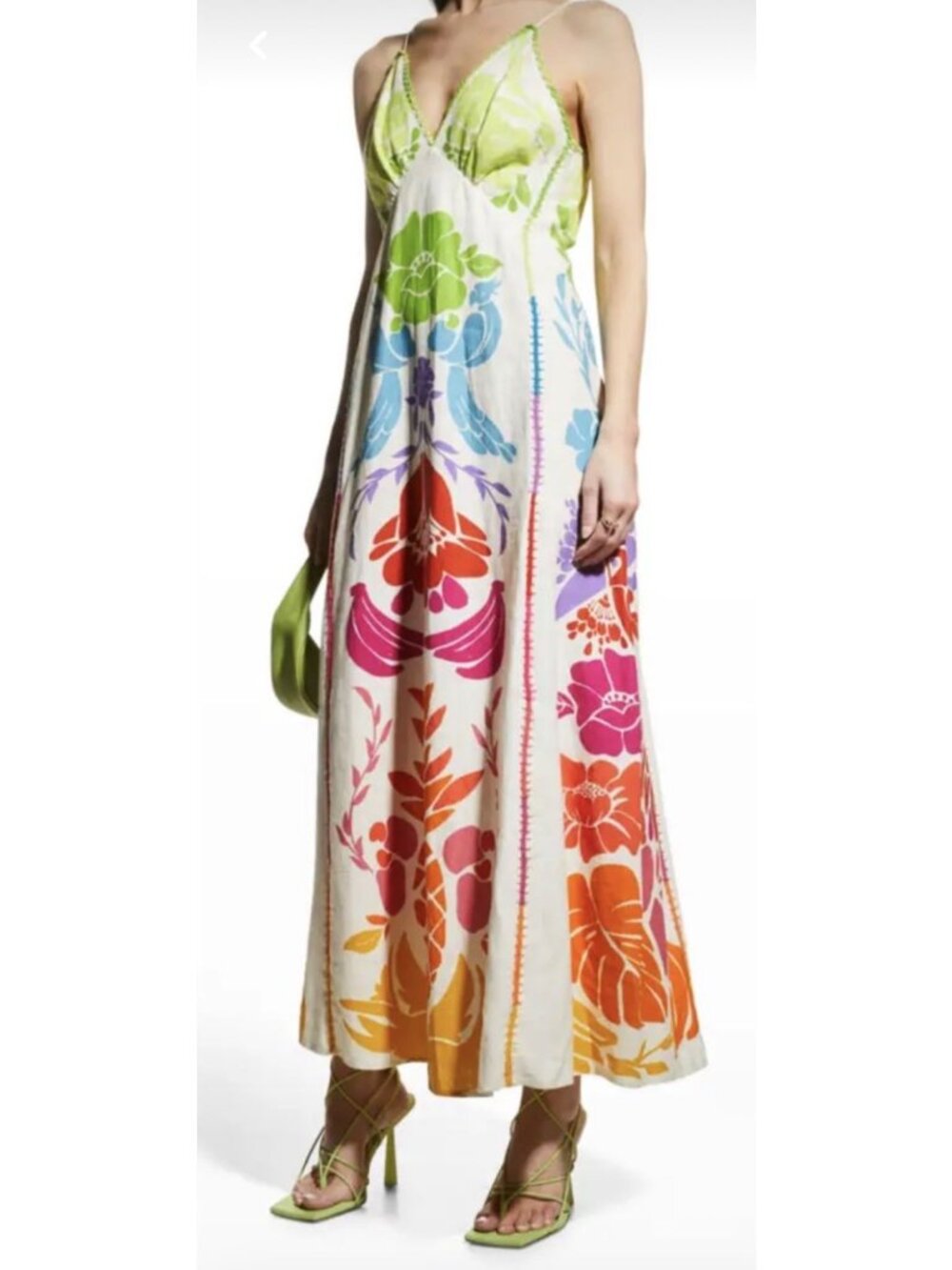 Farm Rio Tropical Graphic Maxi Dress Linen Viscose Size S New With Tags - Picture 6 of 16